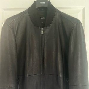 Hugo Boss black leather bomber 38R - Medium/Large